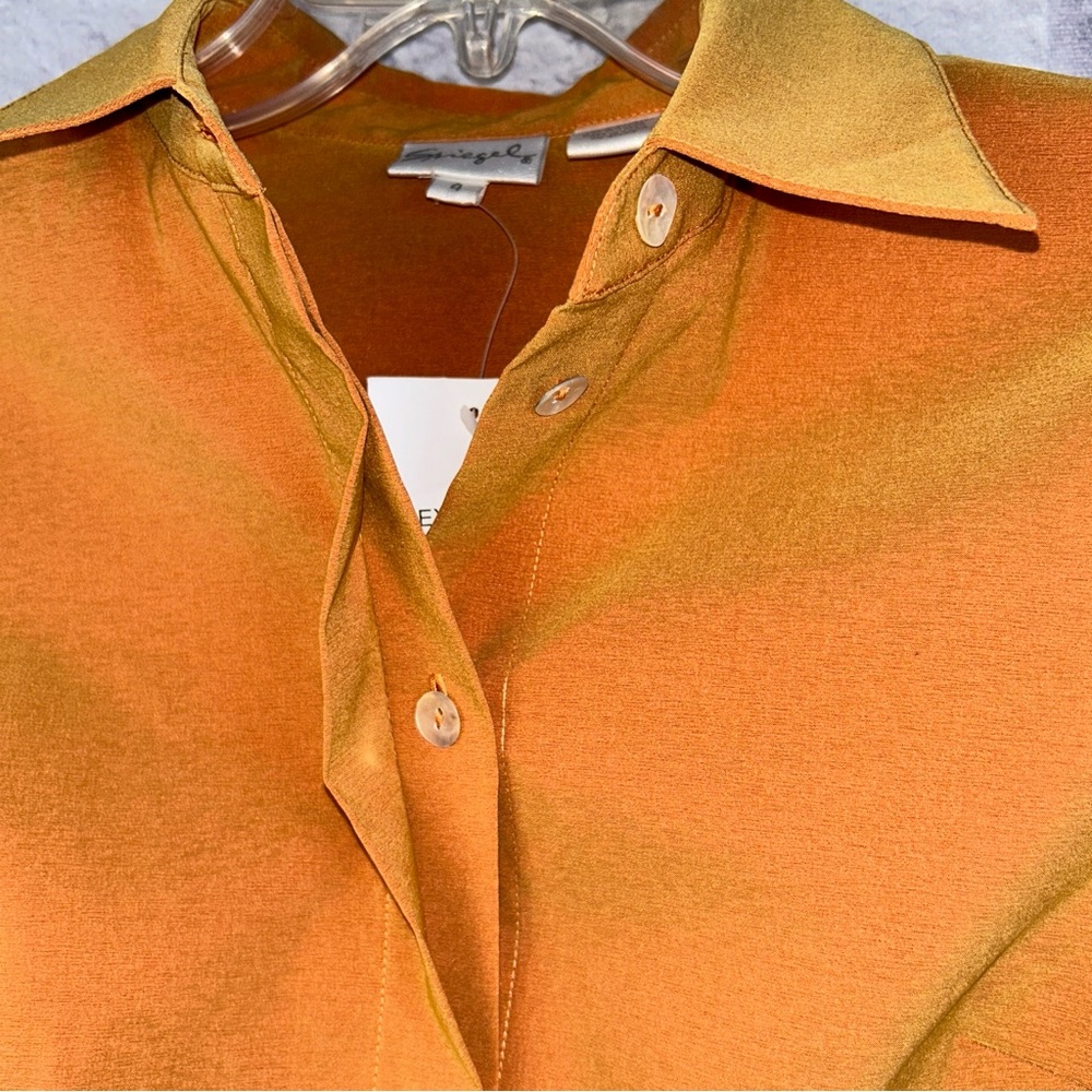 NWT Spiegel Women's Button-Down‎ Gold Blouse - Picture 8 of 11